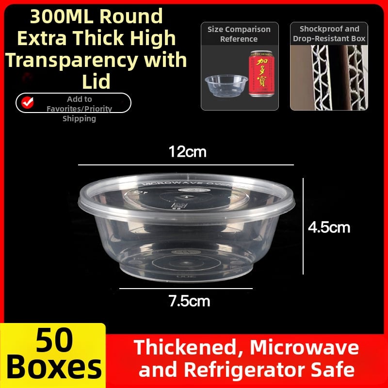 Cutie de prânz din plastic, de unică folosință, cu capac, cu container dreptunghiular și bol rotund pentru take-away