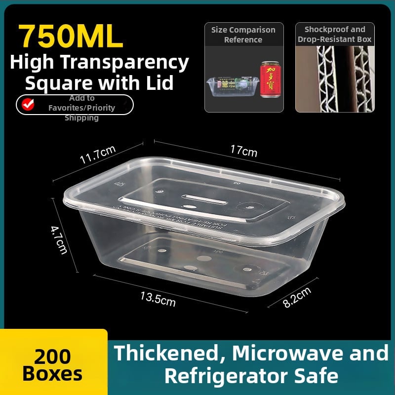 Cutie de prânz din plastic, de unică folosință, cu capac, cu container dreptunghiular și bol rotund pentru take-away