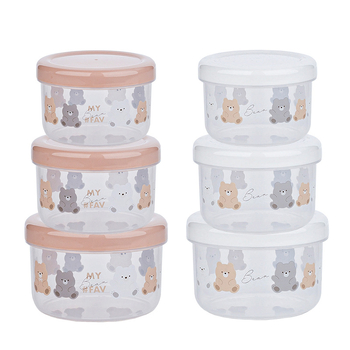NAKAYA Okrugla plastična zatvorena kutija za hranu Crisper Box 301-500 ml, Crtani uzorak, Jednoslojna, Nije prikladna za mikrovalnu