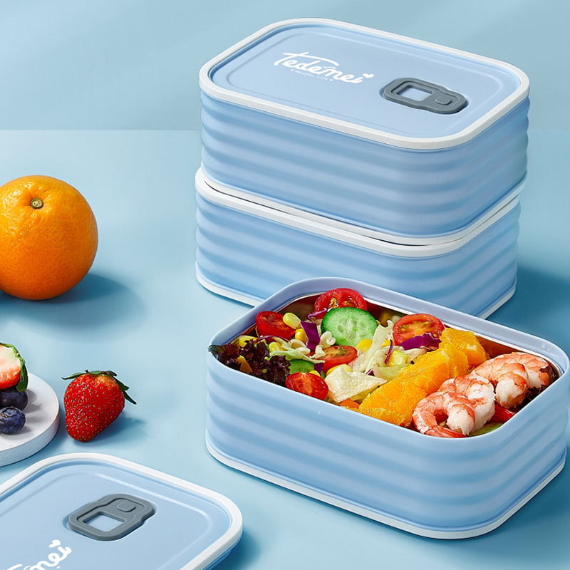 Kutija za ručak od 304 nehrđajućeg čelika, četvrtasti oblik, kapacitet 501–800 ml, mikrovalna sigurna, čuva hranu svježu