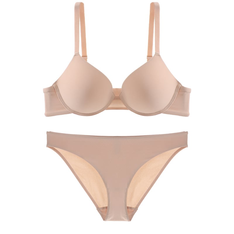 Set donjeg: push-up grudnjak za male grudi, cross-back dizajn, košarica 3/4, srednje oblikovan grudnjak, Ice Silk tkanina