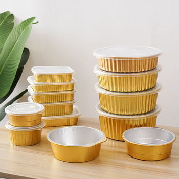 Cutie de prânz din folie de aluminiu, de unică folosință, sigilată pentru take-away, rezistentă la temperaturi înalte, imprimare logo disponibilă, personalizare