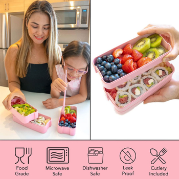 Κουτί γευμάτων ιαπωνικού στυλ, κατάλληλο για φούρνο μικροκυμάτων, χωρητικότητα 1–2 λίτρα, διπλό επίπεδο, πλαστικό υλικό