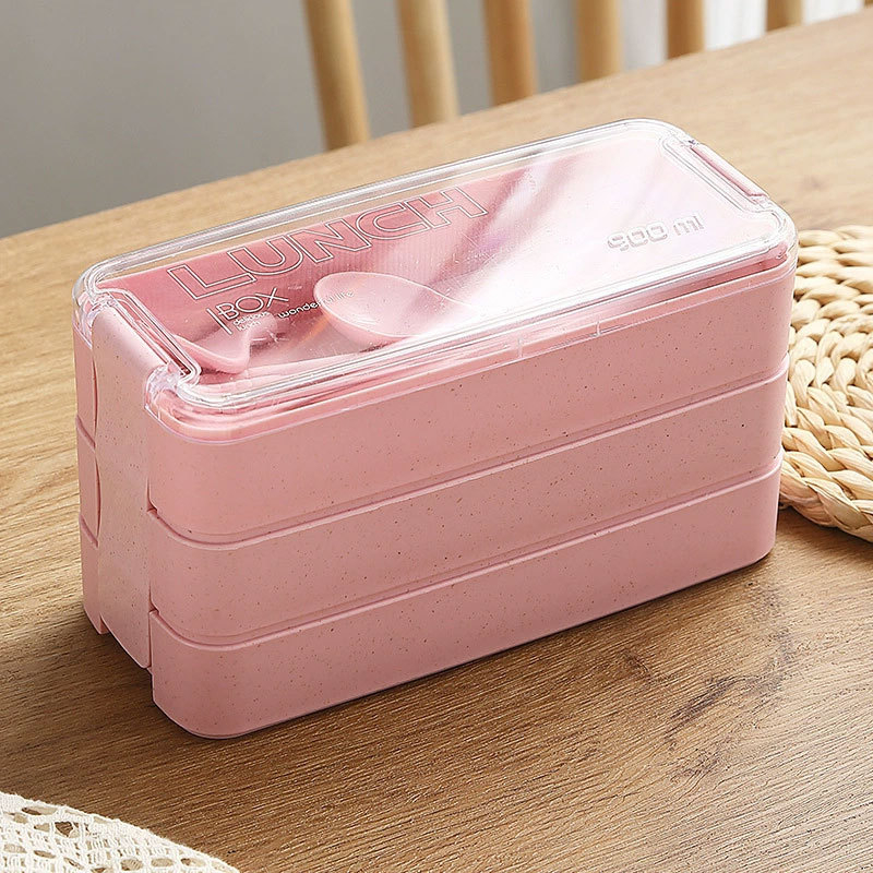 Κουτί γευμάτων ιαπωνικού στυλ, κατάλληλο για φούρνο μικροκυμάτων, χωρητικότητα 1–2 λίτρα, διπλό επίπεδο, πλαστικό υλικό