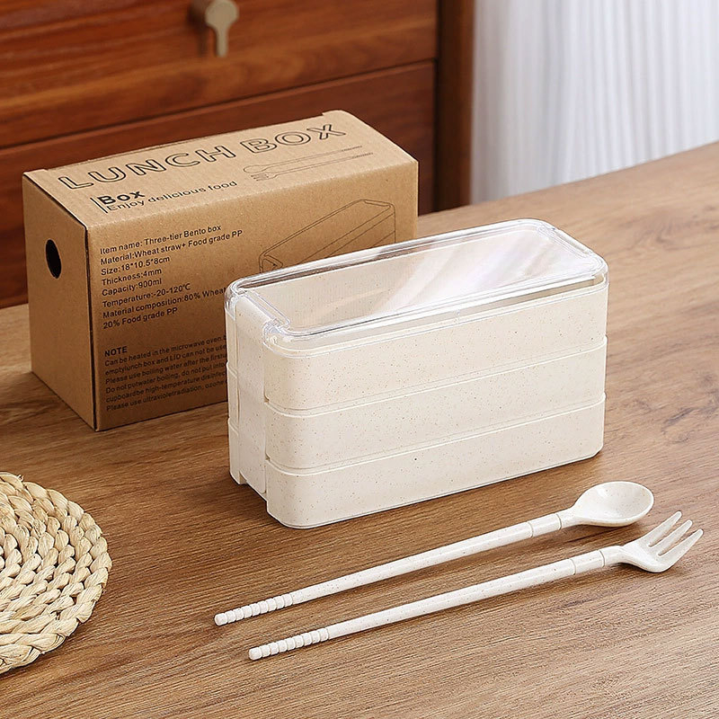 Κουτί γευμάτων ιαπωνικού στυλ, κατάλληλο για φούρνο μικροκυμάτων, χωρητικότητα 1–2 λίτρα, διπλό επίπεδο, πλαστικό υλικό