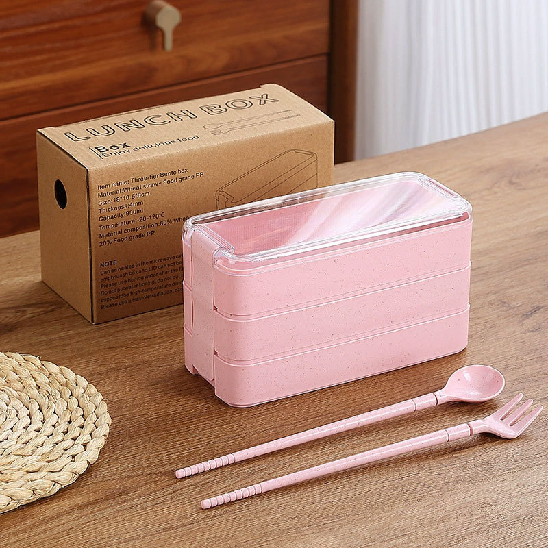 Κουτί γευμάτων ιαπωνικού στυλ, κατάλληλο για φούρνο μικροκυμάτων, χωρητικότητα 1–2 λίτρα, διπλό επίπεδο, πλαστικό υλικό