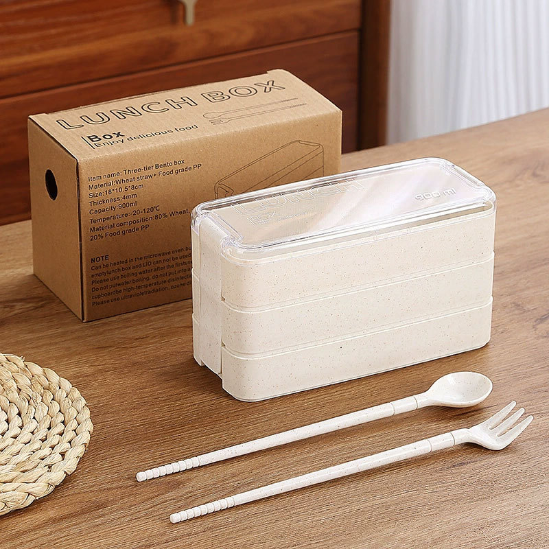 Κουτί γευμάτων ιαπωνικού στυλ, κατάλληλο για φούρνο μικροκυμάτων, χωρητικότητα 1–2 λίτρα, διπλό επίπεδο, πλαστικό υλικό