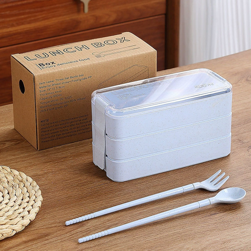 Κουτί γευμάτων ιαπωνικού στυλ, κατάλληλο για φούρνο μικροκυμάτων, χωρητικότητα 1–2 λίτρα, διπλό επίπεδο, πλαστικό υλικό