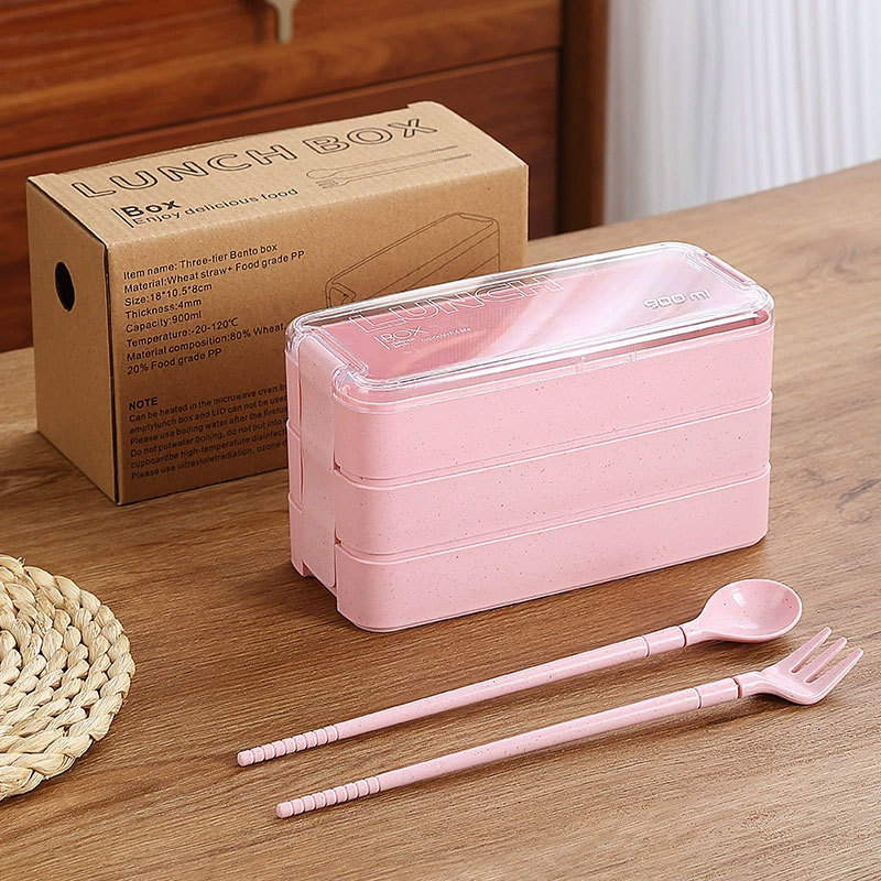 Κουτί γευμάτων ιαπωνικού στυλ, κατάλληλο για φούρνο μικροκυμάτων, χωρητικότητα 1–2 λίτρα, διπλό επίπεδο, πλαστικό υλικό