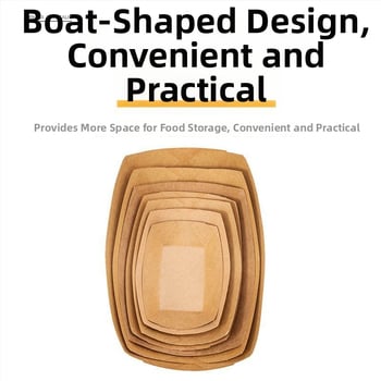Tava din kraft, de unică folosință, în formă de barcă, pentru livrări – nu este compatibilă cu microunde, nu este degradabilă, origine: China
