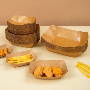 Tava din kraft, de unică folosință, în formă de barcă, pentru livrări – nu este compatibilă cu microunde, nu este degradabilă, origine: China
