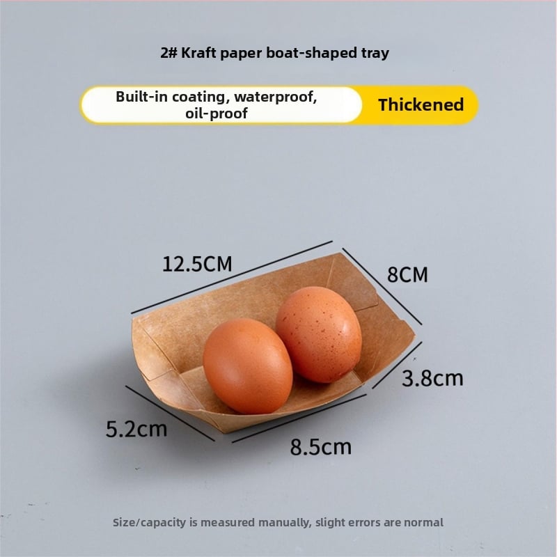 Tava din kraft, de unică folosință, în formă de barcă, pentru livrări – nu este compatibilă cu microunde, nu este degradabilă, origine: China