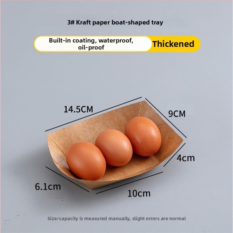 Tava din kraft, de unică folosință, în formă de barcă, pentru livrări – nu este compatibilă cu microunde, nu este degradabilă, origine: China