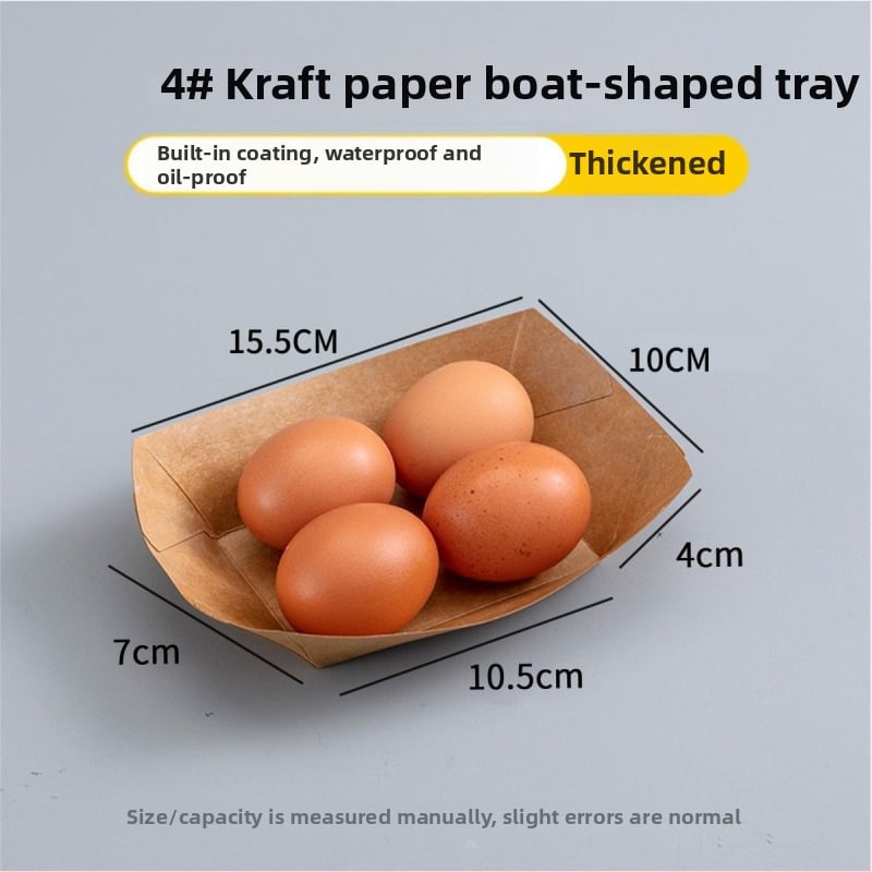 Tava din kraft, de unică folosință, în formă de barcă, pentru livrări – nu este compatibilă cu microunde, nu este degradabilă, origine: China