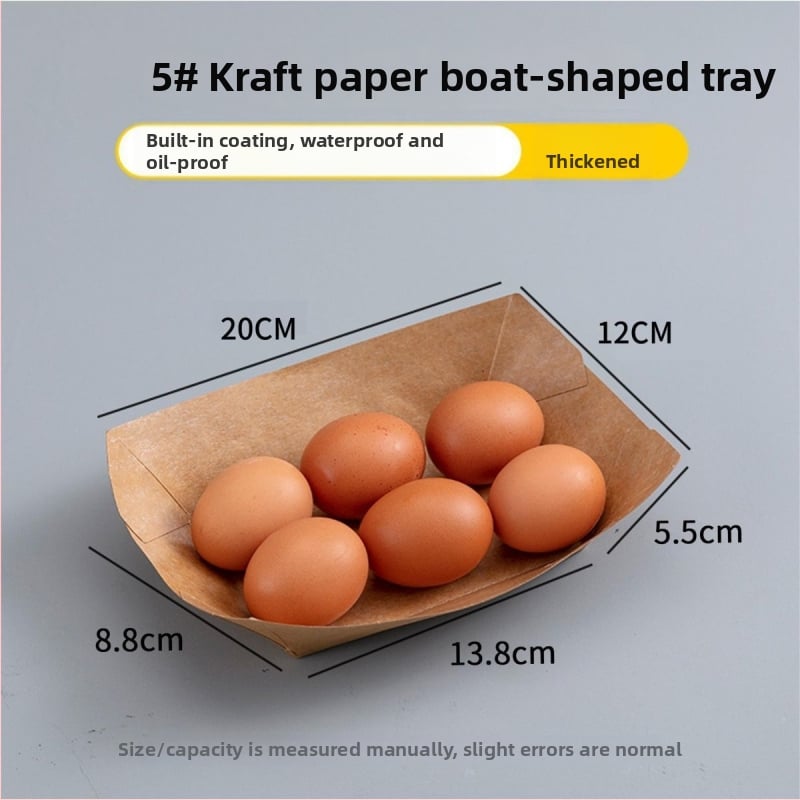 Tava din kraft, de unică folosință, în formă de barcă, pentru livrări – nu este compatibilă cu microunde, nu este degradabilă, origine: China