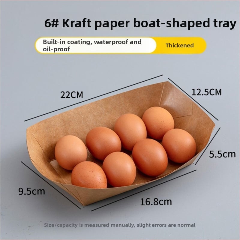 Tava din kraft, de unică folosință, în formă de barcă, pentru livrări – nu este compatibilă cu microunde, nu este degradabilă, origine: China