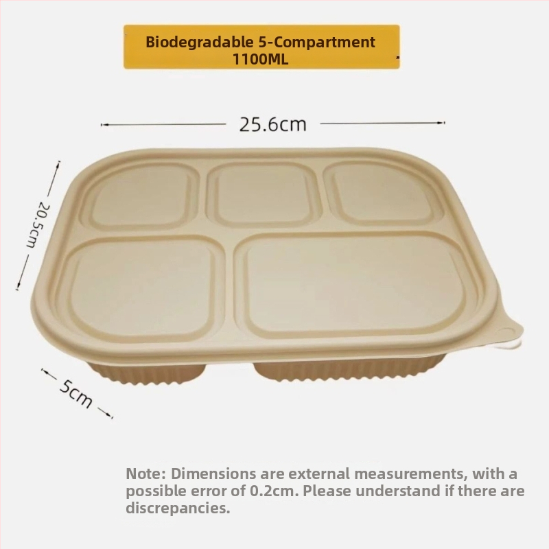 Biodegradovateľný obedový box z kukuričného škrobu so 2–4 priehradkami, guľato-obdlžnikový tvar