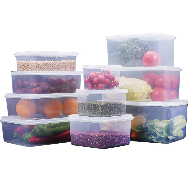 Műanyag négyszögletes élelmiszertároló edény fedéllel, mikrohullámú sütőben használható