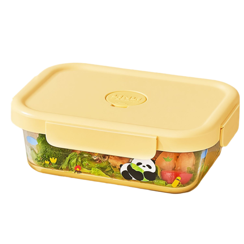 Staklena kutija za ručak, četvrtastog oblika, mikrovalna pogodna, zatvorena za očuvanje svježine, kapacitet 1–2 L