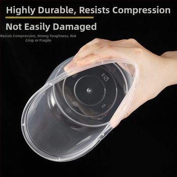 Еднократна дебела пластмасова кутия за изнасяне с капак — прозрачна и запечатана, голям капацитет, възможност за печат на лого, микровълнова печка не е безопасна