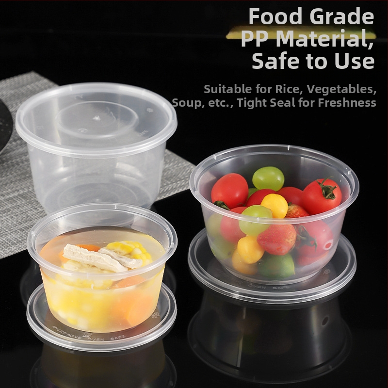 Еднократна дебела пластмасова кутия за изнасяне с капак — прозрачна и запечатана, голям капацитет, възможност за печат на лого, микровълнова печка не е безопасна