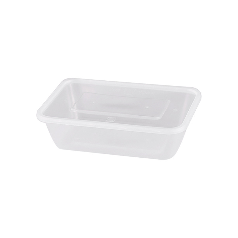 Еднократна дебела пластмасова кутия за изнасяне с капак — прозрачна и запечатана, голям капацитет, възможност за печат на лого, микровълнова печка не е безопасна