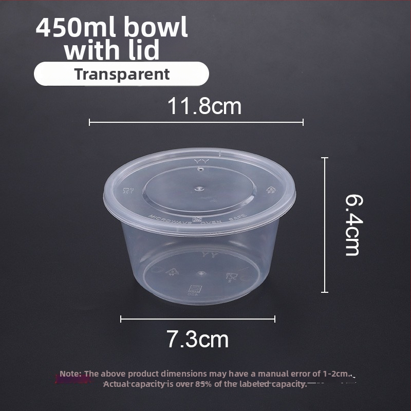 Еднократна дебела пластмасова кутия за изнасяне с капак — прозрачна и запечатана, голям капацитет, възможност за печат на лого, микровълнова печка не е безопасна