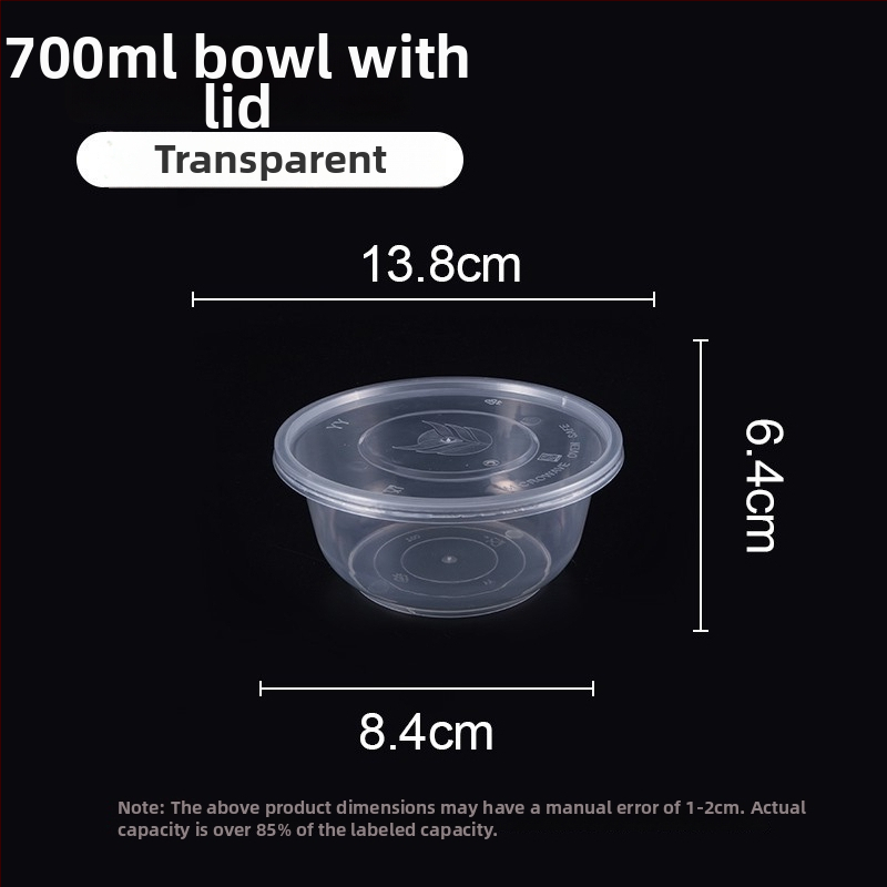 Еднократна дебела пластмасова кутия за изнасяне с капак — прозрачна и запечатана, голям капацитет, възможност за печат на лого, микровълнова печка не е безопасна