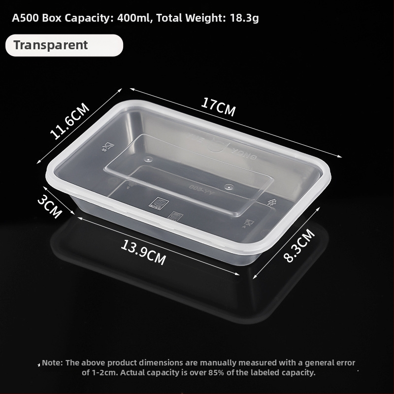Еднократна дебела пластмасова кутия за изнасяне с капак — прозрачна и запечатана, голям капацитет, възможност за печат на лого, микровълнова печка не е безопасна