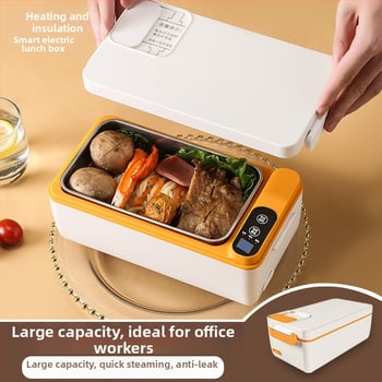 Cutie electrică pentru prânz, capacitate 1 L, liner detașabil, recipient interior din oțel inoxidabil 304, alimentare USB 5V 40W cu funcție de menținere la cald