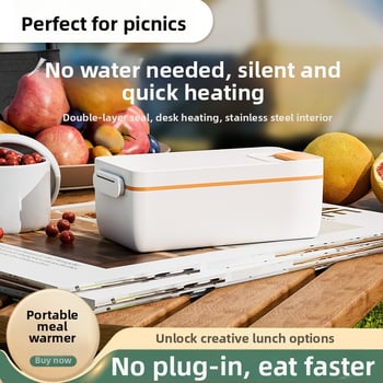 Cutie electrică pentru prânz, capacitate 1 L, liner detașabil, recipient interior din oțel inoxidabil 304, alimentare USB 5V 40W cu funcție de menținere la cald