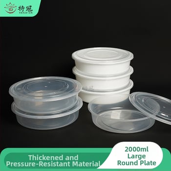 Cutie rotundă de unică folosință pentru raci și pește murat, PP, compatibil cu microunde, 90 de seturi pe cutie