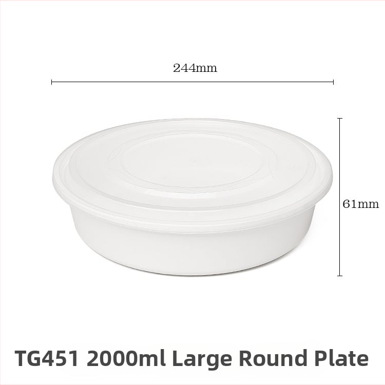 Cutie rotundă de unică folosință pentru raci și pește murat, PP, compatibil cu microunde, 90 de seturi pe cutie