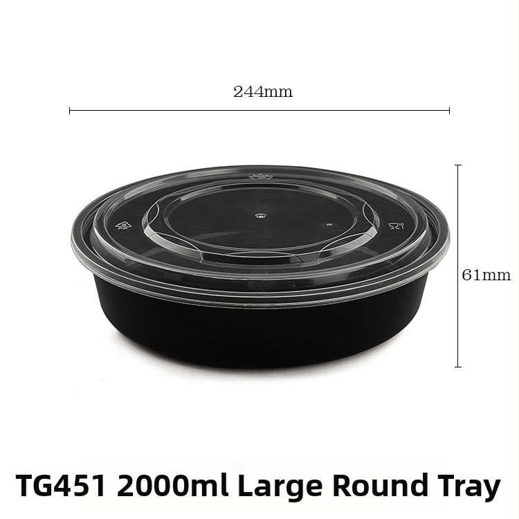 Cutie rotundă de unică folosință pentru raci și pește murat, PP, compatibil cu microunde, 90 de seturi pe cutie