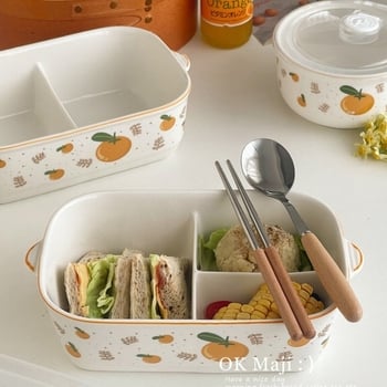 Keramička kutija za obrok, mikrovalna sigurna, 800–1000 ml, višestruki odjeljci, jednoslojna za odrasle