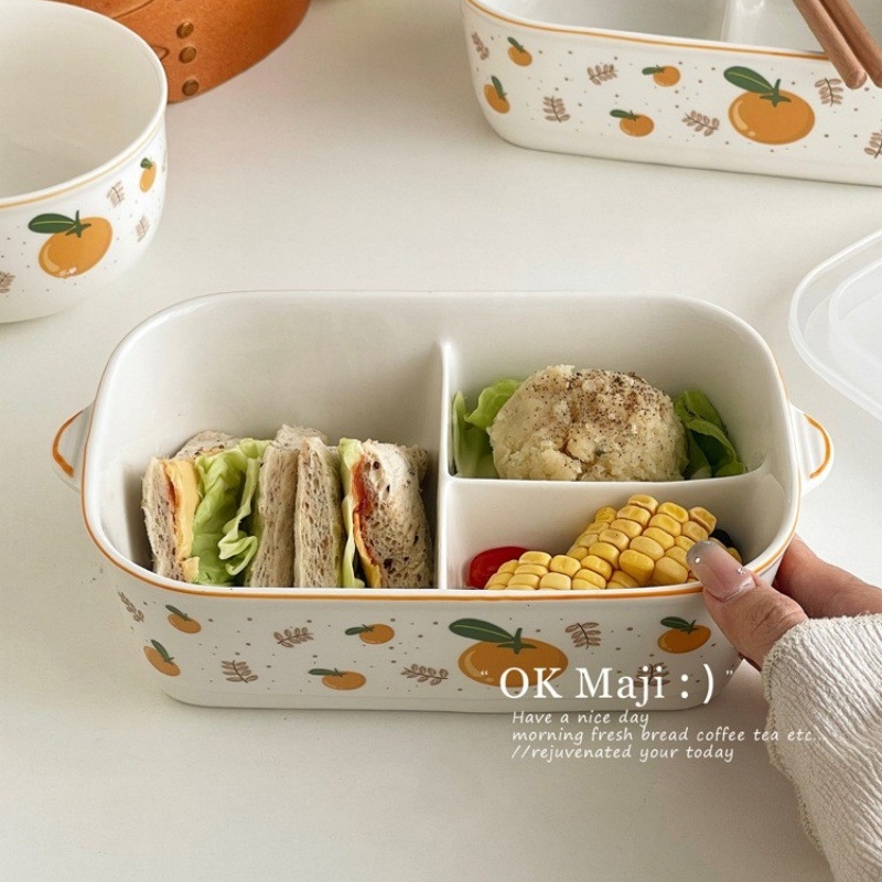 Keramička kutija za obrok, mikrovalna sigurna, 800–1000 ml, višestruki odjeljci, jednoslojna za odrasle