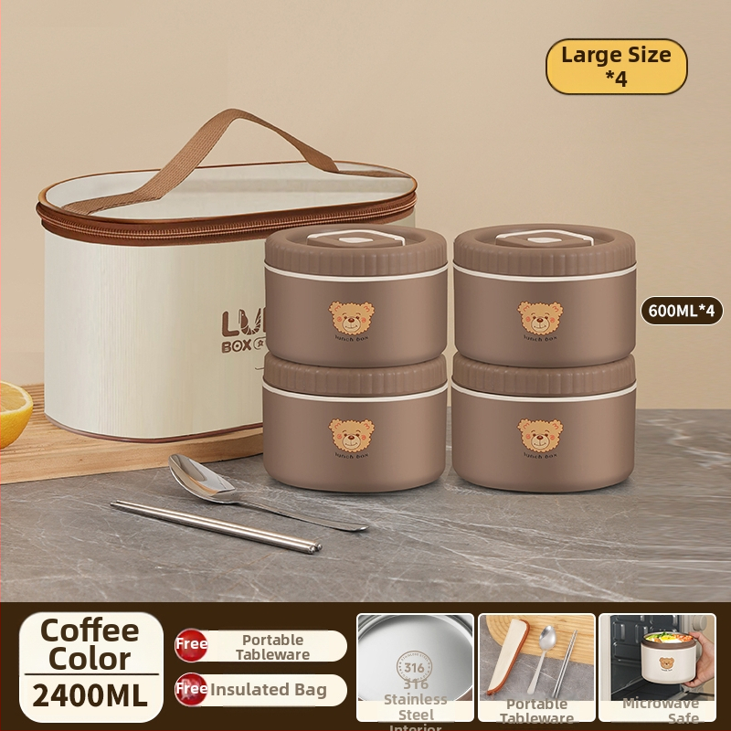 Μονωμένο δοχείο μεσημεριανού από 316 ανοξείδωτο χάλυβα, για εργαζόμενους σε γραφείο, ενήλικες, μη ηλεκτρικό, χωρητικότητα 468l