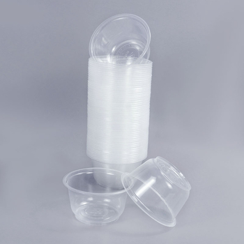 Set de boluri din plastic de unică folosință, cu capac – rotunde, compatibile cu microunde, PP alimentar