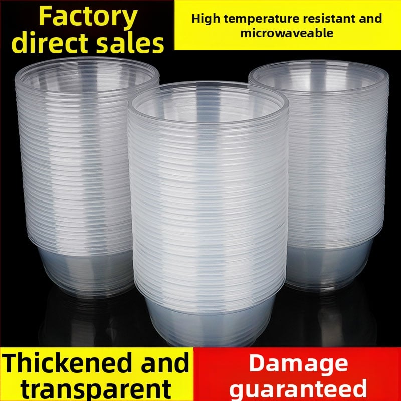 Set de boluri din plastic de unică folosință, cu capac – rotunde, compatibile cu microunde, PP alimentar