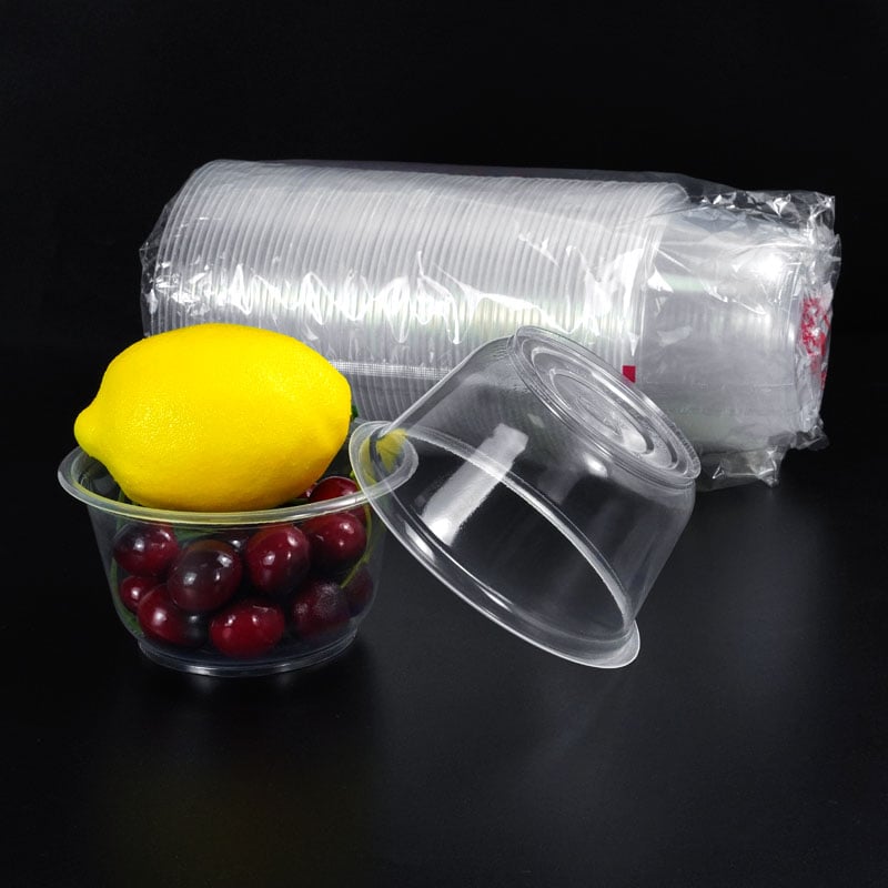 Set de boluri din plastic de unică folosință, cu capac – rotunde, compatibile cu microunde, PP alimentar