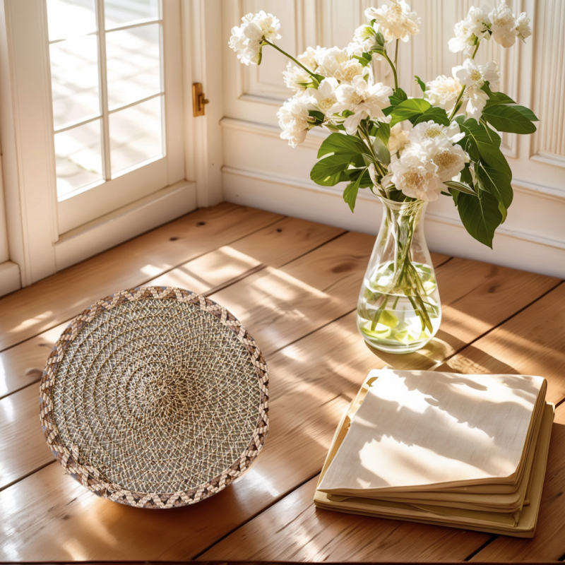 Poliészter kerek étkező alátét – mosható, hőálló, nordikus minimalist stílus