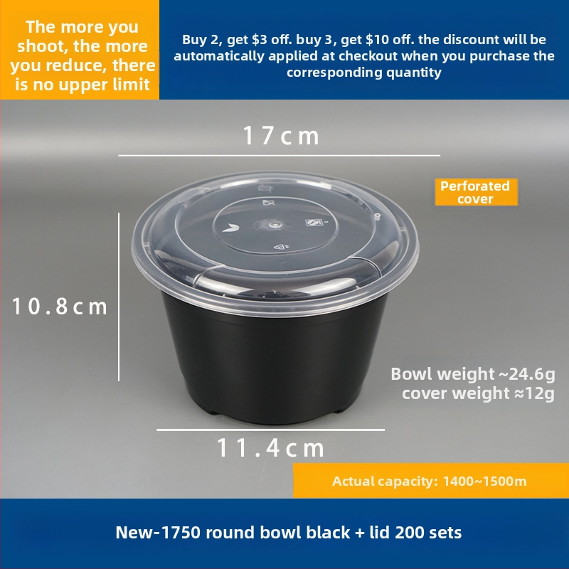 Dvojvrstvový kontajner na polievku s horným a dolným priehradkou, suché/mokré oddelenie, jednorazová misa s wonton rezancami; Plastový • Nie je vhodný do mikrovlnky • Tlač loga možná • Hrubá hmotnosť približne 8 kg