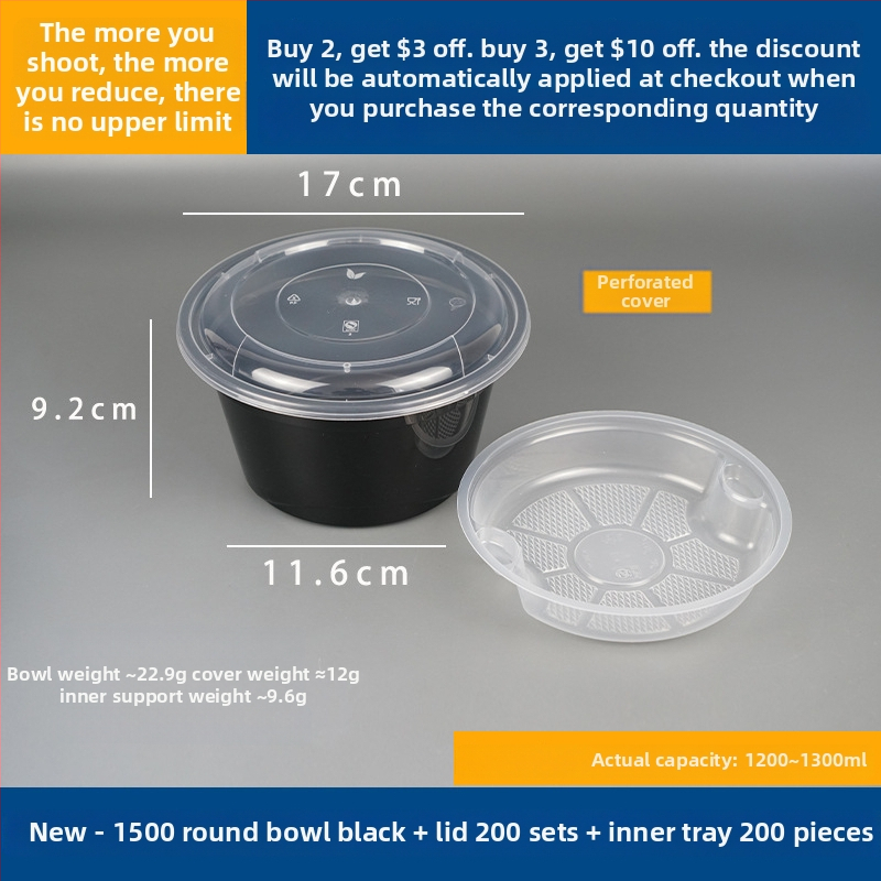 Dvojvrstvový kontajner na polievku s horným a dolným priehradkou, suché/mokré oddelenie, jednorazová misa s wonton rezancami; Plastový • Nie je vhodný do mikrovlnky • Tlač loga možná • Hrubá hmotnosť približne 8 kg