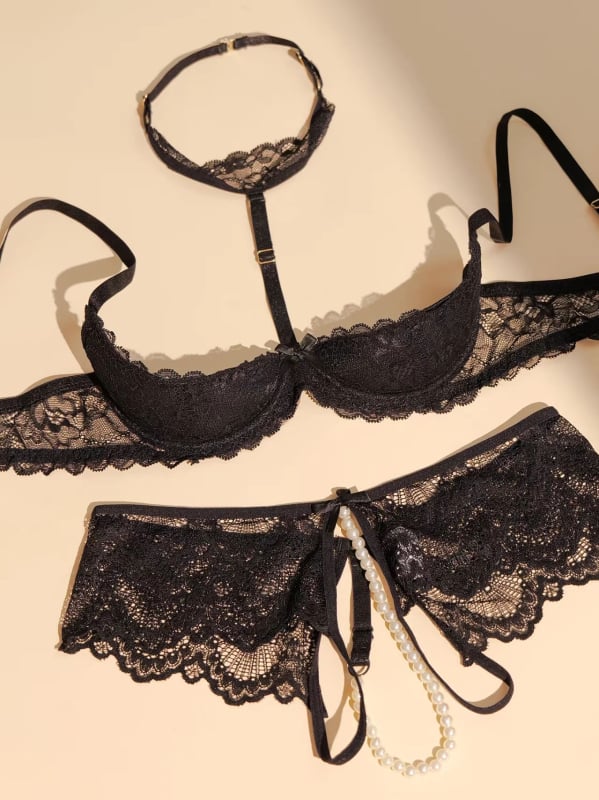 Σετ σουτιέν με δαντέλα, 1/4 cup, στυλ Quarter Cup Pure Lust, χωρίς επένδυση