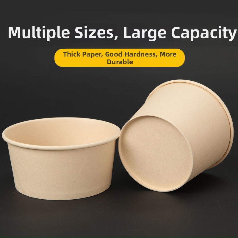 Ühekordne paberist kauss, ümmarguse kujuga, paksu materjal, sobib suppide, nuudlite ja riisi jaoks – säilivusaeg 12 kuud