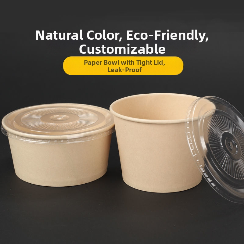 Ühekordne paberist kauss, ümmarguse kujuga, paksu materjal, sobib suppide, nuudlite ja riisi jaoks – säilivusaeg 12 kuud