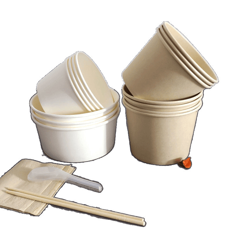 Ühekordne paberist kauss, ümmarguse kujuga, paksu materjal, sobib suppide, nuudlite ja riisi jaoks – säilivusaeg 12 kuud