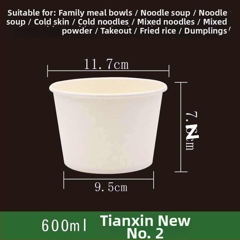 Ühekordne paberist kauss, ümmarguse kujuga, paksu materjal, sobib suppide, nuudlite ja riisi jaoks – säilivusaeg 12 kuud