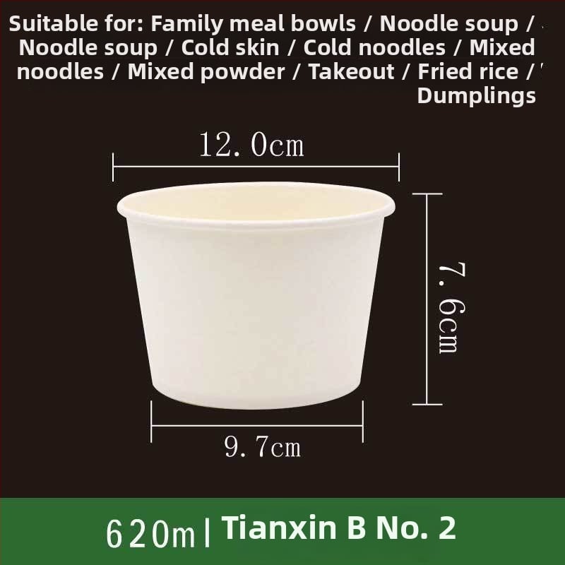 Ühekordne paberist kauss, ümmarguse kujuga, paksu materjal, sobib suppide, nuudlite ja riisi jaoks – säilivusaeg 12 kuud