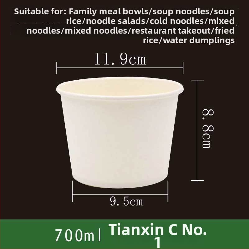 Ühekordne paberist kauss, ümmarguse kujuga, paksu materjal, sobib suppide, nuudlite ja riisi jaoks – säilivusaeg 12 kuud